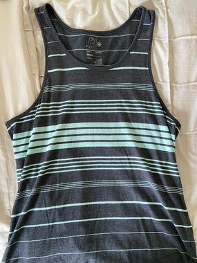 on the byas Black and Mint Horizontal Stripe Tank